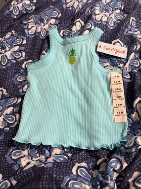 Cat & Jack Light Aqua Ribbed Pineapple Tank Top